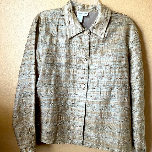 Coldwater Creek Gold Beaded Jacket - M - Picture 1 of 4